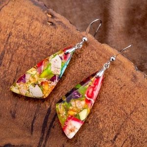 Sea Sediment & Sterling Siver Handcrafted Earrings 1.5”